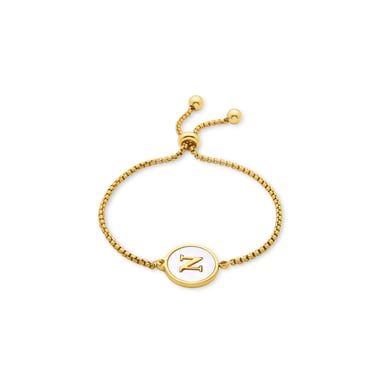 Luxenter bracelet in white mother-of-pearl finished in 18K yellow gold - Alphabet
