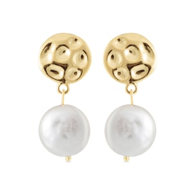 Luxenter White Pearl earrings finished in 18K yellow gold - Durdana
