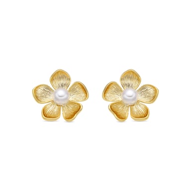 Luxenter 18k gold finish white pearl earrings - Miclaw