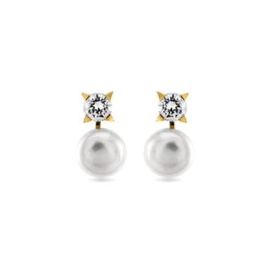 Luxenter Sterling Silver 925 earrings with white pearl finished in 18K yellow gold - Essential