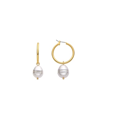 Luxenter earrings with 18k gold finish white pearl - Nemys