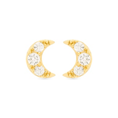 Luxenter Örhängen i 925 Sterlingsilver och Brilliant Zirconia med avslut i 18k gult guld - Luna