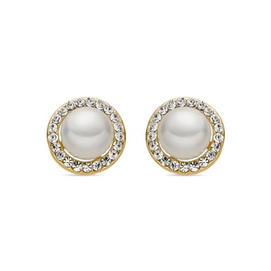 Luxenter 18k gold finish white pearl earrings - Basnik
