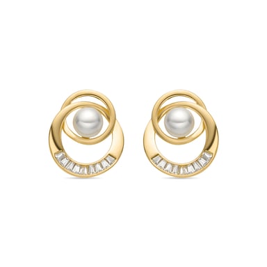 Luxenter Earrings with 18k gold finish white pearl - Lebya