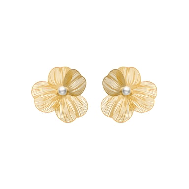 Luxenter White Pearl earrings finished in 18k yellow gold - Leina
