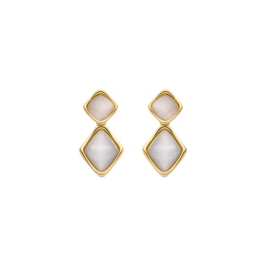 Luxenter white mother of pearl earrings finished in 18K yellow gold - Zahere