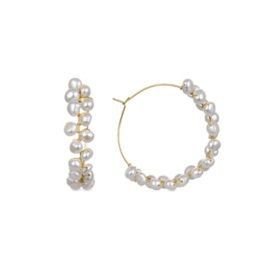 Luxenter white pearl earrings finished in 18K yellow gold - Milba