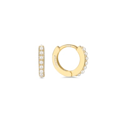 Luxenter Sterling Silver 925 earrings with white pearl finished in 18K yellow gold - Leofcar