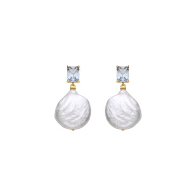 Luxenter Sterling Silver 925 and White Pearl earrings finished in 18k yellow gold - Dyafa