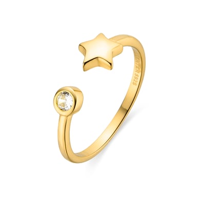 Luxenter Sterling Silver 925 ring with 18k yellow gold plated zirconia - Fazih