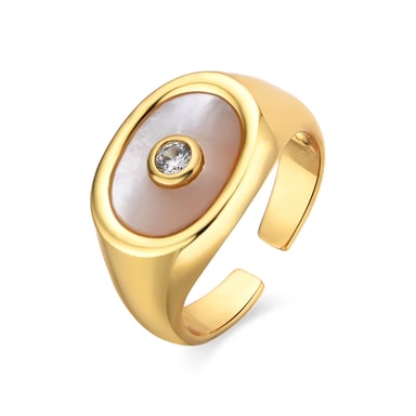 Luxenter ring with white mother of pearl 18k gold finish - Staxo