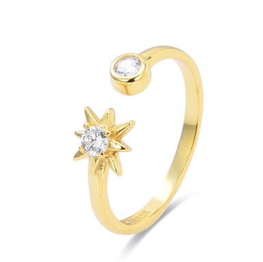 Luxenter Sterling Silver 925 ring with shiny 18K yellow gold finish zirconia - Lialt