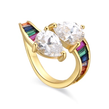 Luxenter ring with shiny 18k gold finish zirconia - Darbia