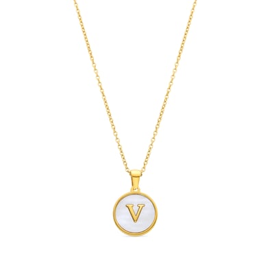 Luxenter necklace in white mother-of-pearl finished in 18K yellow gold - Alphabet