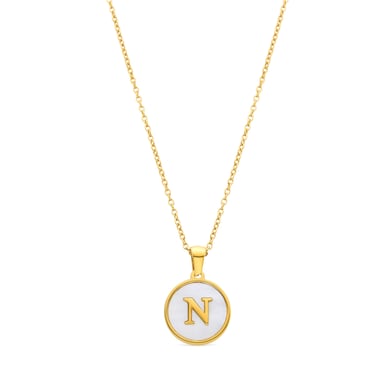 Luxenter necklace in white mother-of-pearl finished in 18K yellow gold - Alphabet