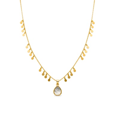 Luxenter white mother of pearl necklace finished in 18K yellow gold - Lain