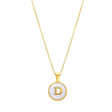 Luxenter necklace in white mother-of-pearl finished in 18K yellow gold - Alphabet