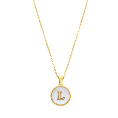 Luxenter necklace in white mother-of-pearl finished in 18K yellow gold - Alphabet