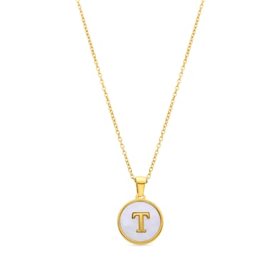Luxenter necklace in white mother-of-pearl finished in 18K yellow gold - Alphabet