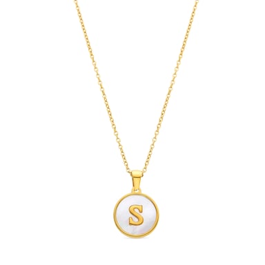 Luxenter necklace in white mother-of-pearl finished in 18K yellow gold - Alphabet
