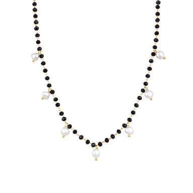 Luxenter Sterling Silver 925 necklace with white pearl finished in 18K yellow gold - Seika