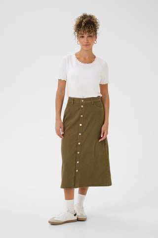CRCory Long Button Skirt Skirt A-shape