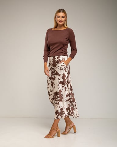 Midi-jurk met koeienprint