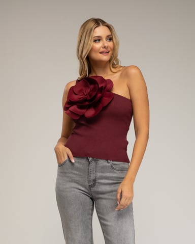 One-shoulder knit top