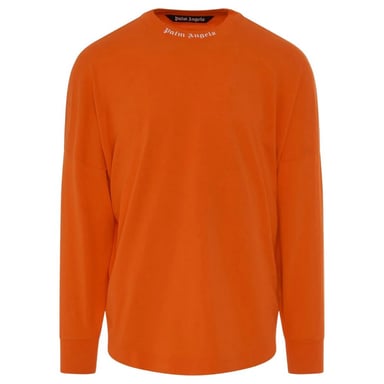 Palm Angels Mens Classic Logo Long-Sleeved T-Shirt (Orange)