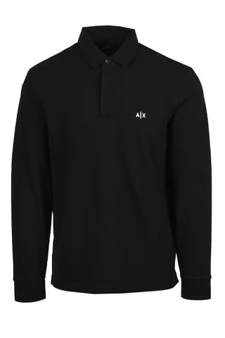 Armani Exchange Long Sleeve Polo Shirt Black