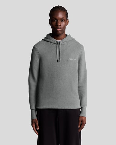 Lyle & Scott Stickad Hoodie med Manus - Grå