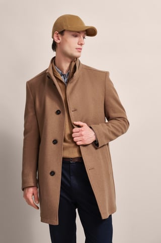 Bugatti Herren Wollmantel mit Westenfake