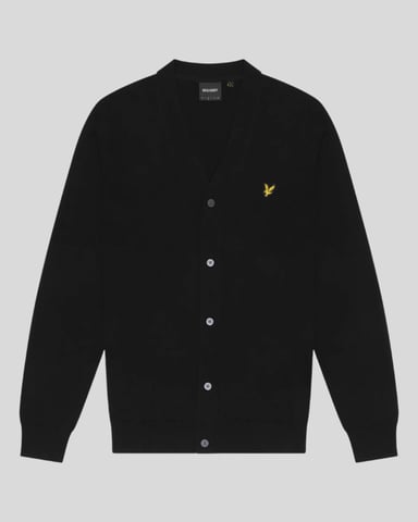 Lyle & Scott Katoenen Merino V-Hals Cardigan - Zwart