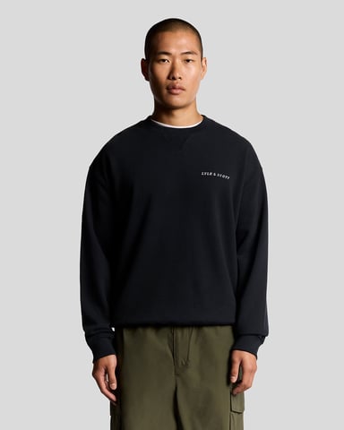 Lyle & Scott Script Brushback Fleece Sweatshirt - Marineblauw