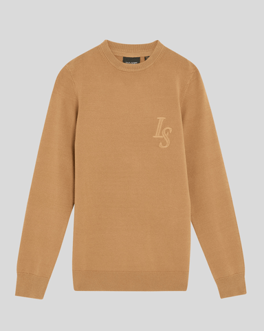 Lyle & Scott jongens L&S monogram ronde hals trui - bruin