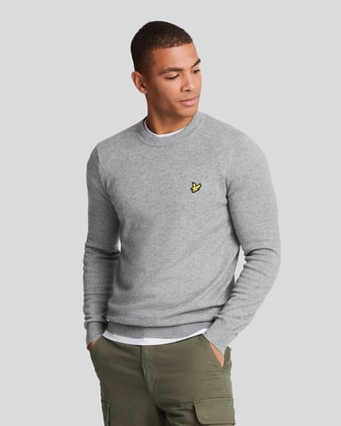 Lyle & Scott Bomull Merino Rundhalströja - Grå
