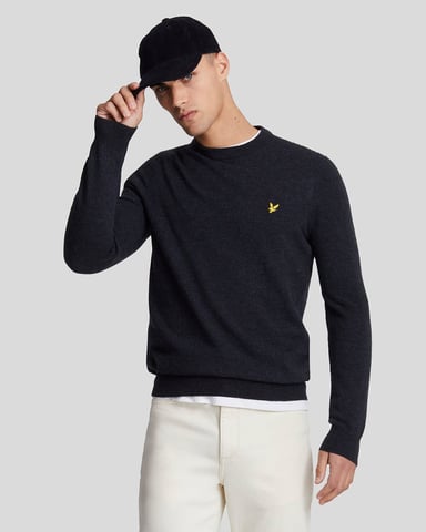 Lyle & Scott Lambswool Blend Crew Neck Jumper - Navy