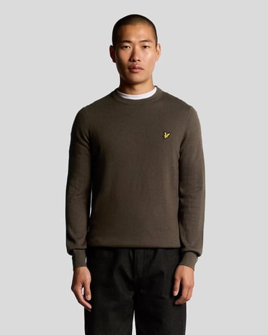 Lyle & Scott Cotton Merino Crew Neck Jumper - Brown