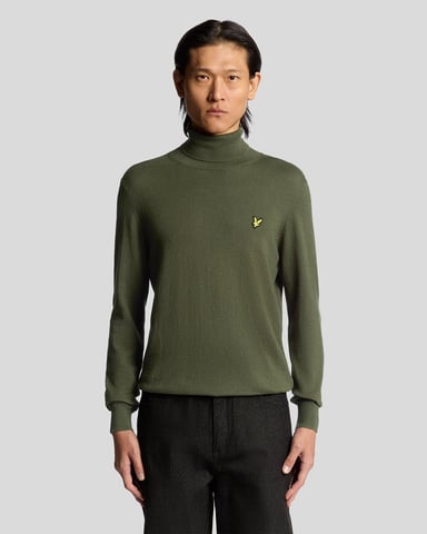 Lyle & Scott Cotton Merino Turtleneck Jumper - Green