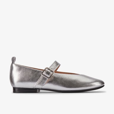 Fawna Bar Silver Leather Shoes