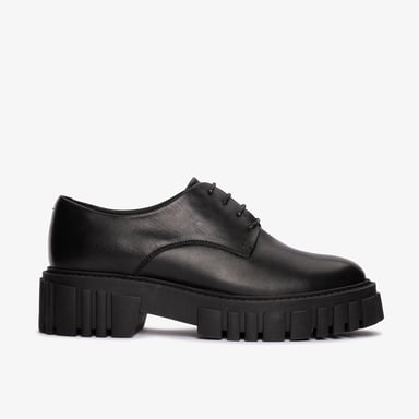 Page Walk Black Leather Shoes