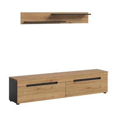 Furnilux Canu lowboard + wallboard staand-hangend artisan nb basaltgrijs nb abs. artisan