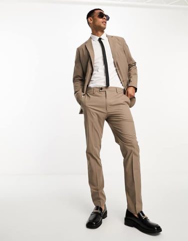 Selected Homme slim fit commuter suit trouser in light brown