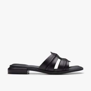 Ariany Muiletten Zwarte Leren Sandalen