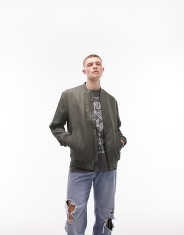 Topman lightweight bomber in khaki