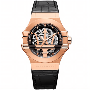 Maserati R8821108025 Automatic Skeleton Dial Men's Watch in Rose Gold and Black