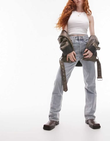 Topshop Kort high rise straight jean in bleach