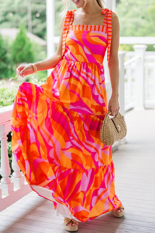 Gelaagde Maxi Jurk met Abstracte Print