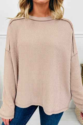 Textuurgebreide Lange Mouwen Top