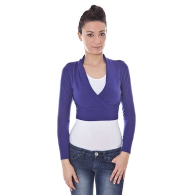 Cropped Knit Cardigan Long Sleeves Vneck